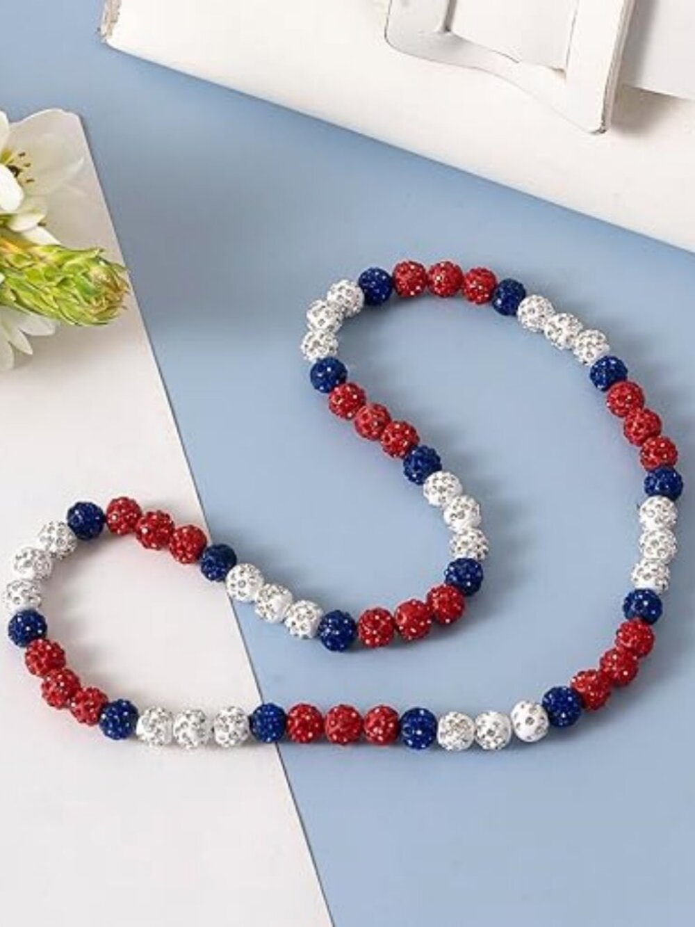 Baseball Bead Necklace for Men & Boys – Bling Rhinestone Discoball Sports Chain
